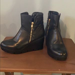 Black wedge ankle boots